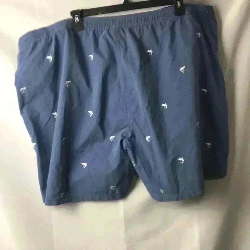 NWT MENS SZ 4XB SWIM‎ SHORTS BLUE SHARK DESIGN